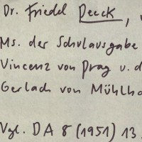 Friedel Peeck: Edition der Chronik des Vinzenz von Prag und der Bearbeitung durch Gerlach von Mühlhausen