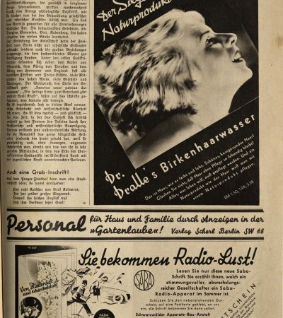 The issue of the weekly paper "Die Woche" from 9.6.1934,  article on the MGH 4. MGH-Archiv K 208