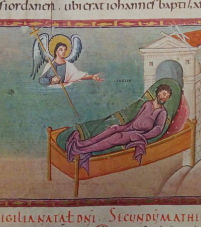 Codex Egberti, Josef erscheint im Traum ein Engel. Foto: MGH/Rommel